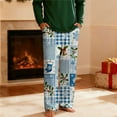 thumbnail image 4 of Couple's Plaid Printed Elastic Waist Sleep Pants 2025 Trendy Unisex Straight Leg Double Pockets Loose Home Loungewear Matching Casual Bottoms for Him & Her, 4 of 9
