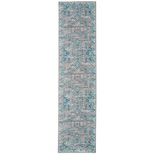 Tapis de couloir lavable Barron 2 pi x 8 pi gris et vert