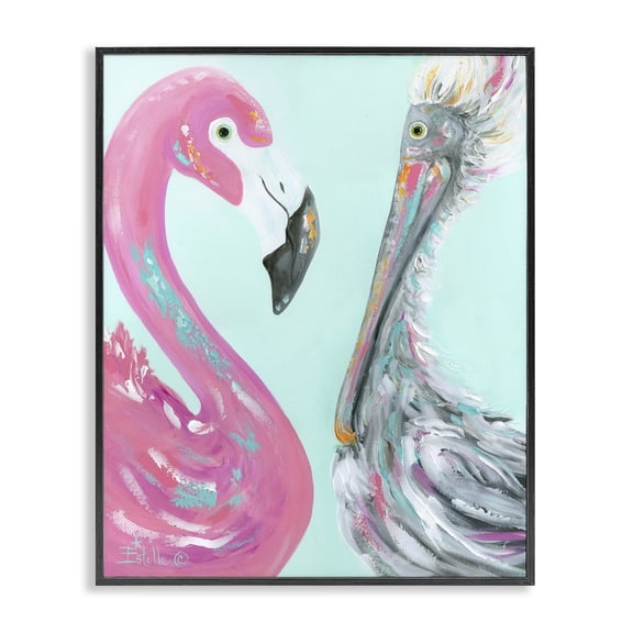 Stupell Industries Tropical Wild Nautical Birds Black Framed Giclee Art, 11 x 14, by Estelle Grengs