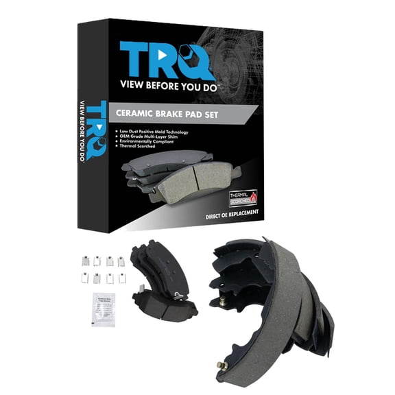 TRQ Front and Rear Brake Pads Ceramic Hardware Fits 2001-2005 Pontiac Aztek