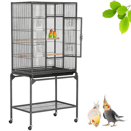 Finch Flight Bird Cages Yaheetech 53.7'' Bird Cage with Stand Wrought Iron Construction Quaker Parrot Cockatiel Sun Parakeet Green Cheek Conure Lovebird Budgie Finch Canary Bird Flight Cage ()