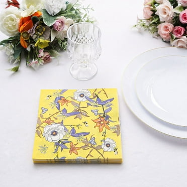 BalsaCircle 20 Yellow 13x13 in Cocktail Paper Napkins Floral Design Party Events Home Decorations Supplies