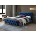 thumbnail image 4 of Omax Decor France Wood and Fabric Upholstered Queen Platform Bed in Blue, 4 of 7