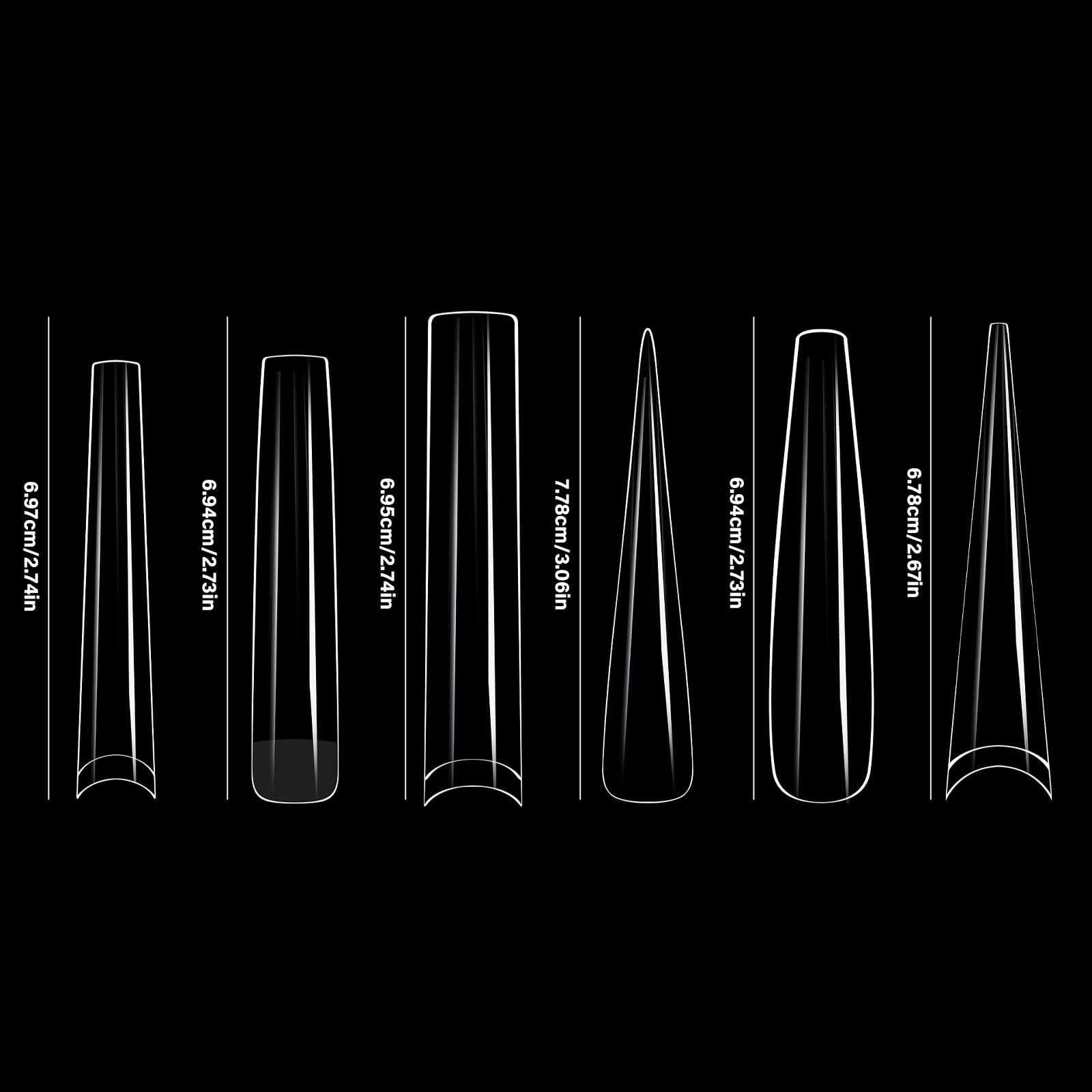 180pcs Extra Super Long 5XL Transparent Nails Tips for Salon Quality French Nails Art Wedding Party Nails Decorations