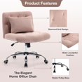 thumbnail image 6 of Glavbiku Modern Wide Cross Legged Home Office Chair with Wheel,Adjustable Height Armless Chair,Pink, 6 of 11