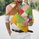thumbnail image 2 of Camisas Manga Larga Hombre Casual Hombres Solapa suelta Estampado geométrico Manga larga Puños Botón Puerto Estilo Floral Camisa Playa Hawaiianss Verano Top (Yellow, M), 2 of 3