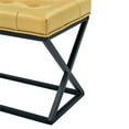 thumbnail image 5 of Partner Furniture 20" Rectangle Faux Leather Tufted Standard Ottoman in Yellow, 5 of 7
