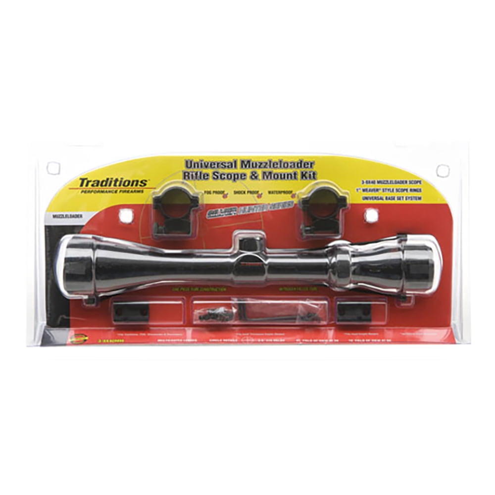 TRADITIONS MUZZLELOADER SCOPE PACK 39X 40MM MEDIUM RINGS 2 PIECE BASE