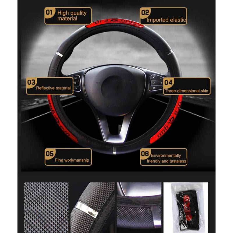 Hivel Universal Sport Car Steering Wheel Cover in Microfiber Leather Auto Anti Slip Steering Wheel Cover 38cm Blue 