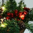 thumbnail image 4 of Artificial Christmas Berry Hanging Basket,17.72" Green Flocked Christmas Hanging Basket, Xmas Baskets with Lights and Pine Cones Berries for Outdoor Decor, 4 of 7