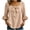 Khaki, variant on 3/4 Sleeve Womens Tops, Square Neck Bow Front Blouse, Ruffle Flare Sleeve Solid Plus Size Fall Tops for Women