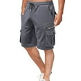 thumbnail image 5 of WREESH Men's Cargo Shorts Drawstring Elastic Waist Pocket Hoodie Overalls Sport Shorts Quarter Shorts Outdoor Workout Shorts Gray, 5 of 8