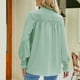 thumbnail image 4 of Mujeres agárico cordones turtleneck camisa manga larga abotonado Top suelta casual stand collar blusa, 4 of 6
