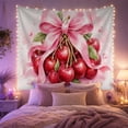 thumbnail image 2 of Pink Ribbon and Cherry Illustration Tapestry, 2 of 7