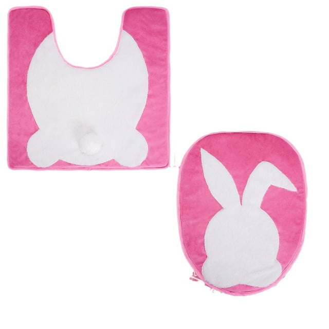 SIfdSeng Get it Fast Easter White Bunny Rabbit Bathroom Rug Toilet Seat Lid Cover Soft Non Absorbent Shower Washable Home Decorative