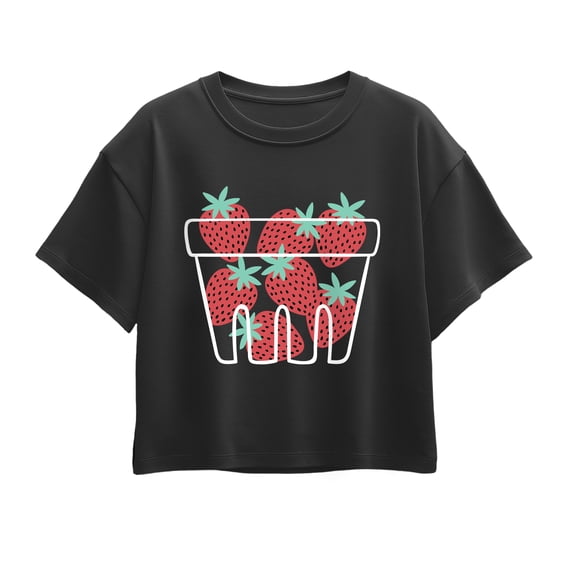 Instant Message - Strawberry Basket - Youth Girls Boxy T-Shirt