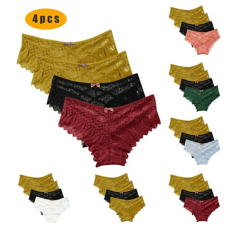 Women s Underwear Lingerie G-string Lace Briefs Underwear Panties T String Thongs Knick 4pc Soft Stretch Ladies Panties Blue S