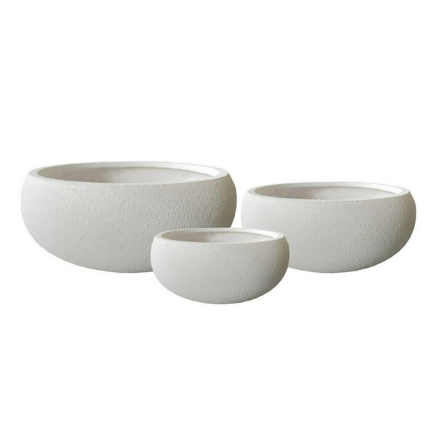 Set de macetas Benzara Keyan de resina blanca, moderno, 3 unidades