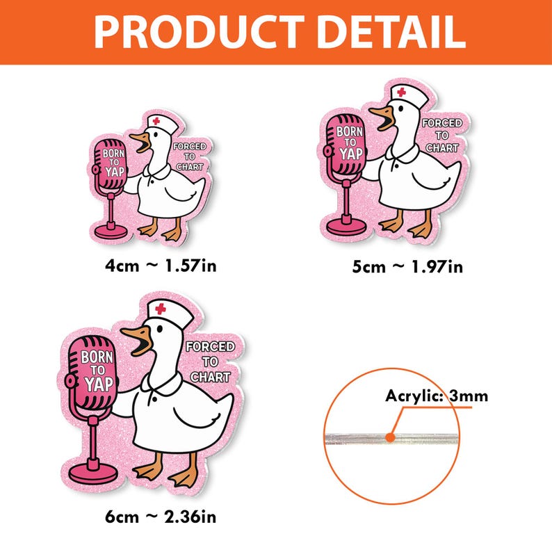 TiniDecor Funny Goose Nurse Badge Reel, Pink Retractable ID Holder, Cute Gift for RN, Med Student