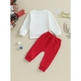 thumbnail image 5 of Elippeo Baby 2 Piece Cute Outfit 6M 12M 18M 24M 3Y Christmas Letter Print Long Sleeve Sweatshirt and Elastic Pants Set for Newborn Fall Clothes, 5 of 10