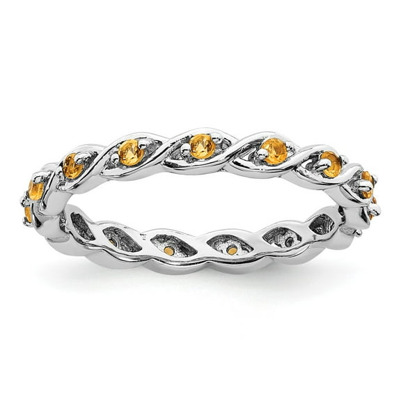 Sterling Silver Stackable Expressions Citrine Braided & Twisted Ring Size 9