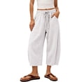 thumbnail image 3 of Women's Baggy Wide Leg Pants Casual Drawstring Sports Pants Loose Elastic Waist Cropped Summer Athletic Pants by Yigetop Light Ashy S, 3 of 7