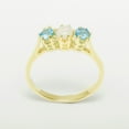 thumbnail image 4 of LBG British Made 9k Yellow Gold Real Natural Opal & Blue Topaz Womens Statement Ring - 33 size options - Size 8, 4 of 6