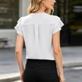 thumbnail image 4 of Molidfa women's flutter sleeve v neck short sleeve solid casual blouse, 4 of 5