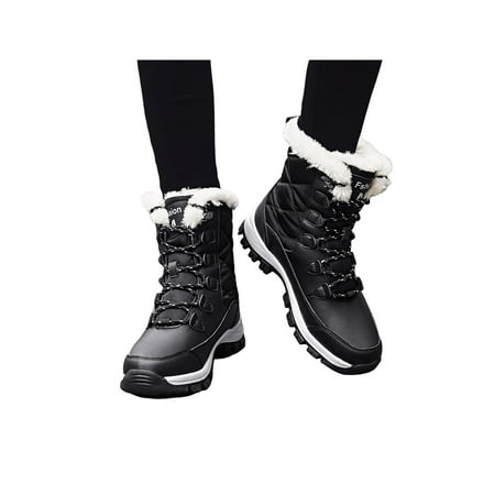 

Lacyhop Women s Warm Waterproof Comfortable Mid Calf Winter Outdoor Snow Boots /White Size 9