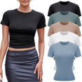 thumbnail image 1 of Camisetas BVNSOZ para mujer, manga corta, cuello redondo, paquete de 3 a 5, 1 of 2