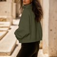 thumbnail image 4 of FAOWME Women Pullover With Pocket Long Sleeve Turtleneck Solid Color Zipper Comfortable Fashion Soft Sweatshirt For Fall Winter Daily Wear Army Green L, 4 of 4