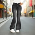 thumbnail image 2 of Mercatoo Ripped Flare Jeans for Girls Kids Wide Leg Elastic High Waist Bell Bottom Denim Pants Slim Fit Y2𝗞 Streetwear Trousers, 2 of 7
