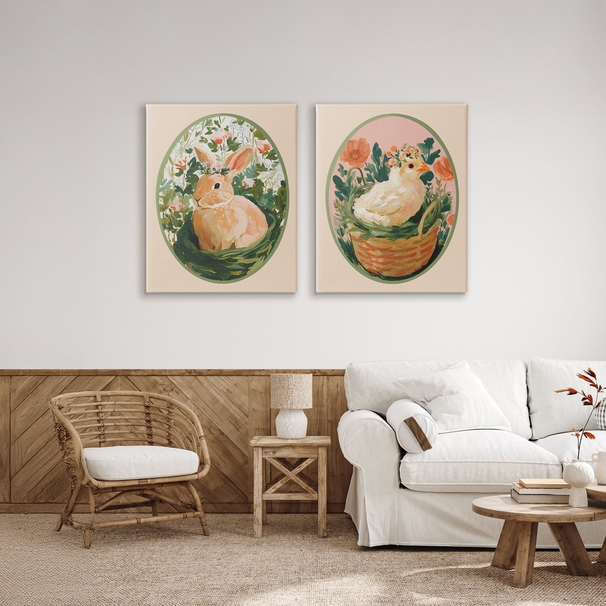 Stupell Industries Bloom Nest Animals 2 Piece Canvas Wall Art Set, design by Yen