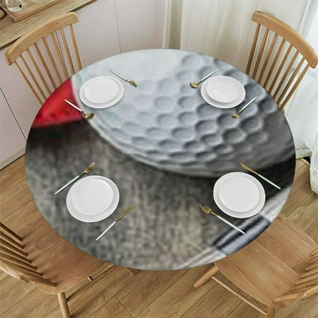 

Patifu Golf Sport Round Tablecloth Stain Resistant Washable Perfect for Indoor Outdoor Dining Wedding Parties - 100% Polyester Elastic Edge for Picnics Camping Kitchen 54 -58