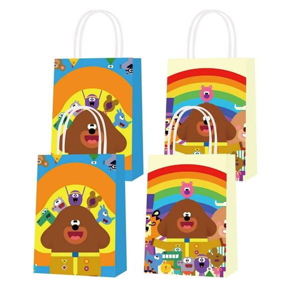 16 PCS For Hey Duggee Theme Party Favor Bags,Birthday Party Bags,Decorations Favor Bags Birthday Party With Handles Candy Gift Bags for Birthday Party