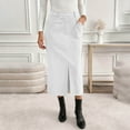 thumbnail image 6 of Stamzod Corduroy Skirts for Women Solid Color Split Work Dresses Fall Winter Elegant Pleated Skirts for Women White XL, 6 of 9