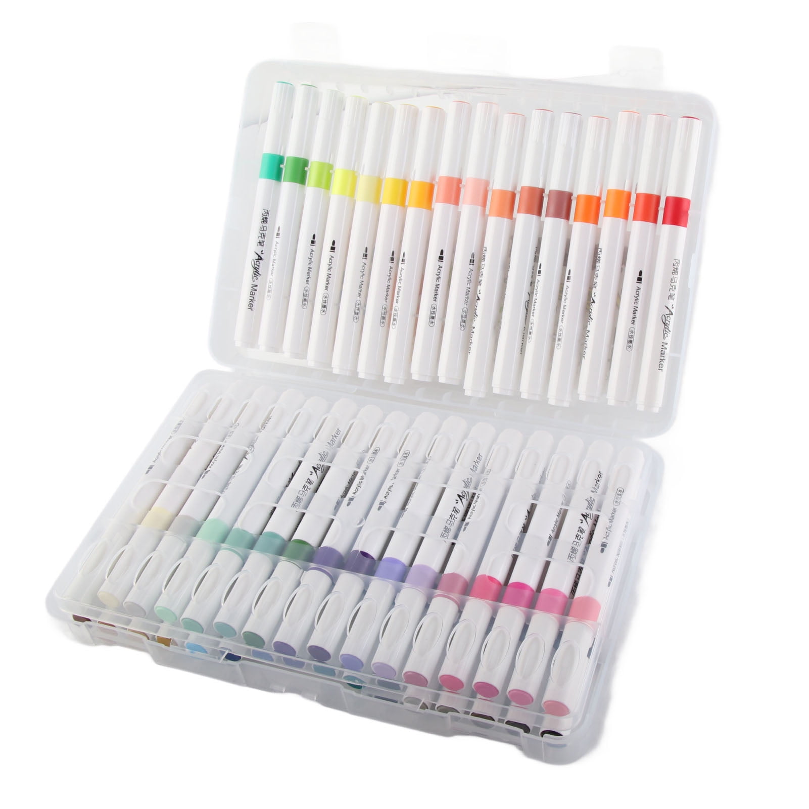 Suodoka Acrylic Paint Markers Strong Coverage Quick Dry Waterproof Round Barrel Graffiti Pens for Glass Metal Wood Canvas Fabric Rock Painting 48 Assorted Colors Fine Point Art Supplies Set