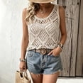 thumbnail image 4 of WDDDD Women's Crochet Tank Top Scoop Neck Sleeveless Hollow Out Boho Summer White L, 4 of 5