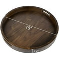 thumbnail image 3 of KINGCRAFT 18 x 18 inches Large Round Ottoman Table Tray Wooden Solid Serving Tray with Handle Black Walnut Circle Platter Decorative Tray for Oversized Ottoman Home Breakfast in Bed Tea Coffee, 3 of 6
