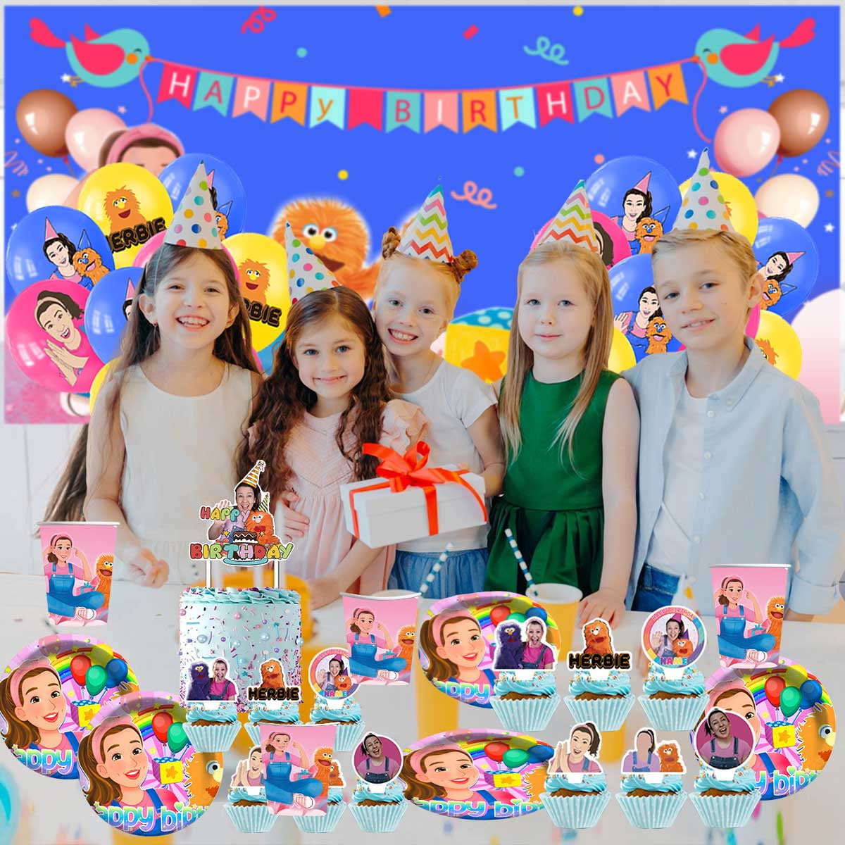 Ms Rachel Birthday Party Supplies for Boy Latex Balloons Kit Decorations Set Decor Banner Backdrop