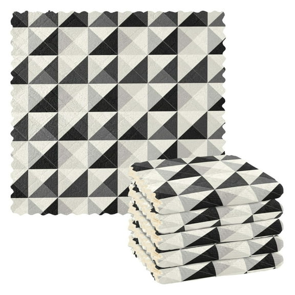 6 Packs Black White Geometric Kitchen Dish Towels Soft Absorbent Dish Cloths 11"x11"