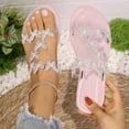 thumbnail image 6 of ZZwxWA Flat Sandals for Women Dressy Summer Beach Sandals Slip On Comfortable Sandals Cute Ankle Strap Rhinestone Sandals Vacation Casual Wedding Party Shoes, 6 of 7