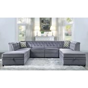 Modern Gray Velvet Modular Sectional by Acme Bois II 57155-8pcs