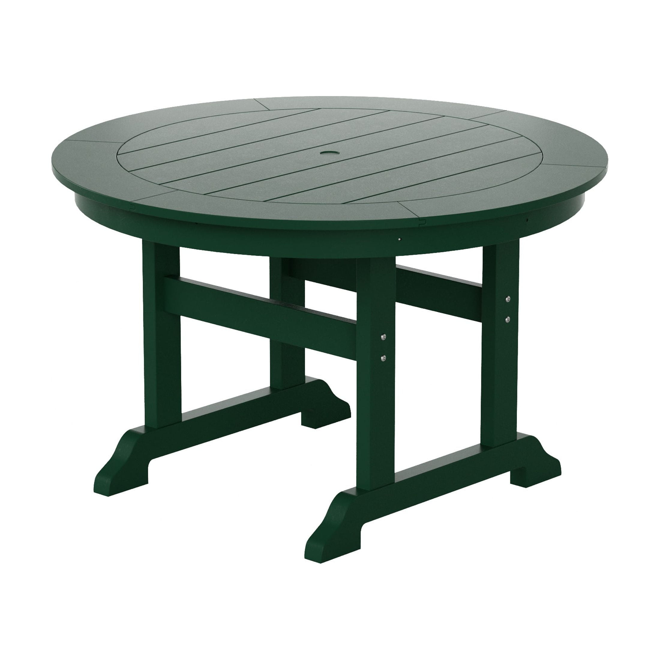 WestinTrends Malibu 5 Piece Adirondack Patio Dining Set, All Weather Poly Lumber Outdoor Table and Chairs Furniture Set, 47" Trestle Round Dining Table and 4 Adirondack Dining Chair, Dark Green