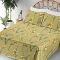 thumbnail image 3 of Ambesonne Cottagecore Fitted & Flat Sheet with Sham 3 Pcs Set, Art Spring Lily Pattern, Twin, Pale Olive Green Mustard, 3 of 5