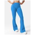thumbnail image 3 of Flare Leggings with Pockets for Women Scrunch Workout Leggings Butt Lifting Gym Yoga Pants Work Pants Emerald Blue M, 3 of 6