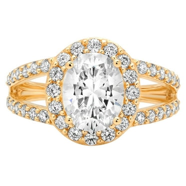 2.78 ct Oval Cut Real Genuine Natural Diamond SI1-SI2 J-K 18K Yellow Gold Halo Promise Wedding Statement Engagement Designer Ring size 3.5