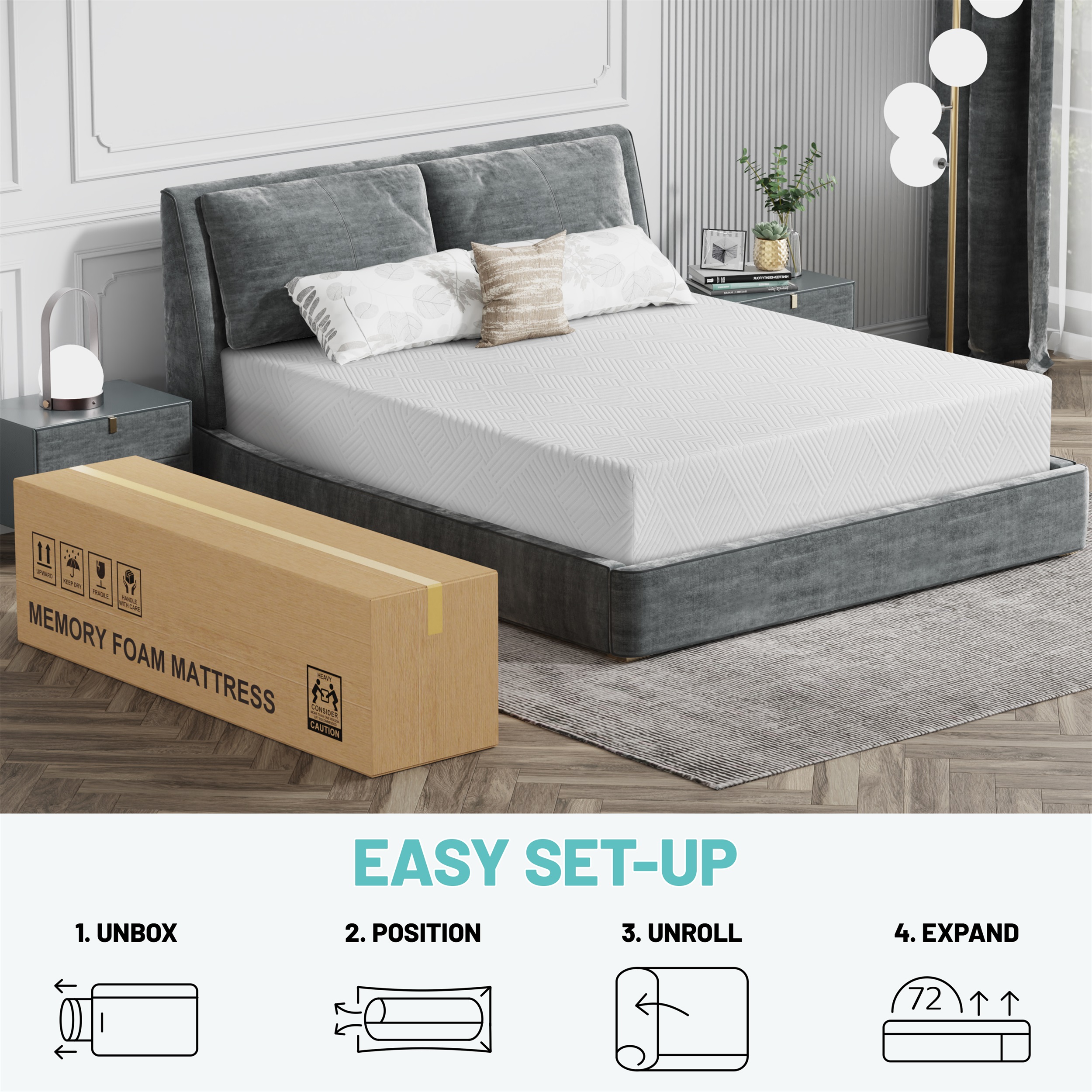 Vipbear 8in Twin Hybrid Mattress In A Box, Gel Memory Foam With Individually Wrapped Pocket Coils, Medium Firm, Pressure Relief, Cooling Sleep Support