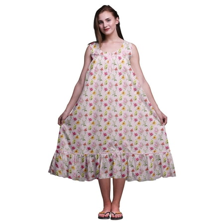 

Bimba Pig Pink3 Floral Lily & Lotus Sleeveless Cotton Nightgowns For Women Printed Mid-Calf Length Sleepwear X-Small