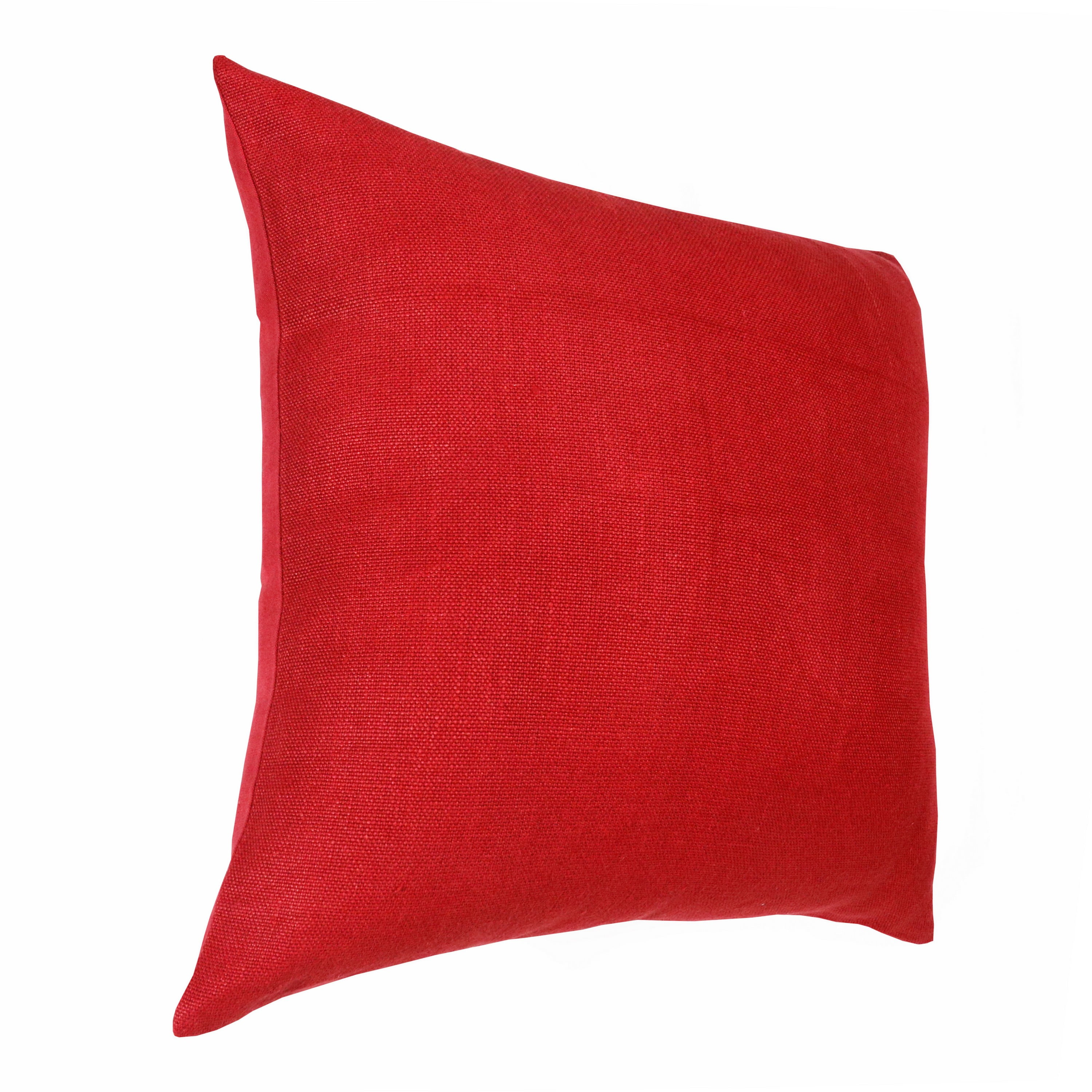 Ox Bay Luano Solid Transitional Linen Hand Woven Throw Pillow, Red, 20" x 20"